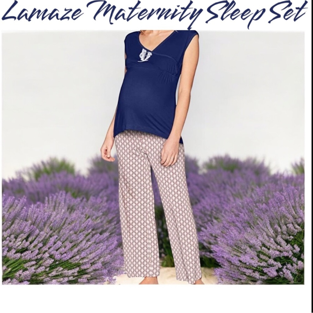 Lamaze Maternity 2pc Sleeveless Sleep Pant Set Sz S NWT